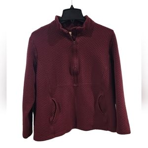 Blue Mountain 1/4 zip pullover sweater | Woman's Large | Maroon |